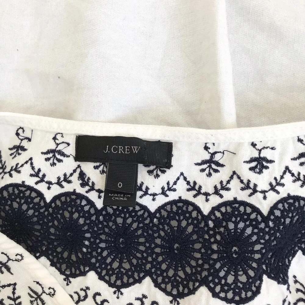 J.Crew Linen Embroidered Scalloped hem Dress EUC 0